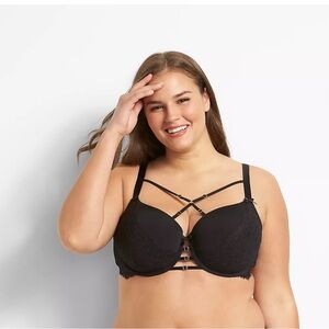 Cacique Black Strappy Lace Bra